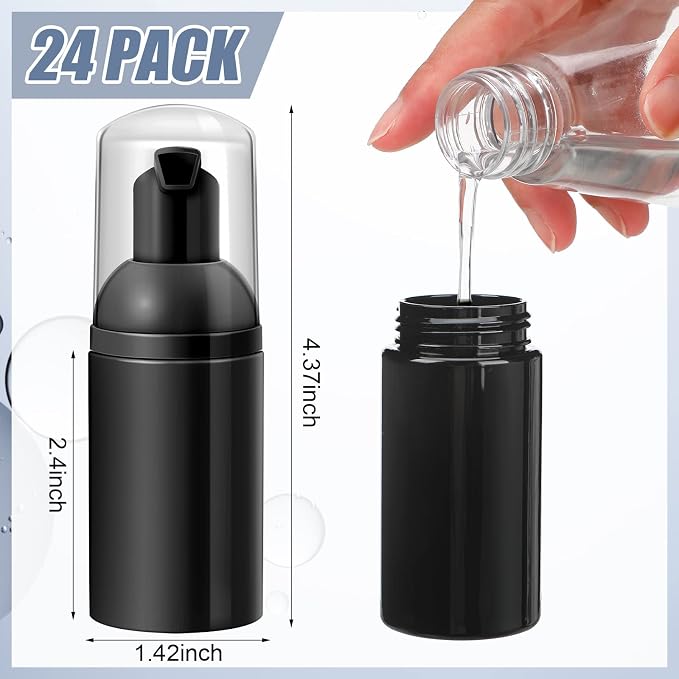 24 Pcs Foam Pump Bottles 1 Oz/ 30 ml Plastic Mini Empty Dispenser Travel Soap - Image 2