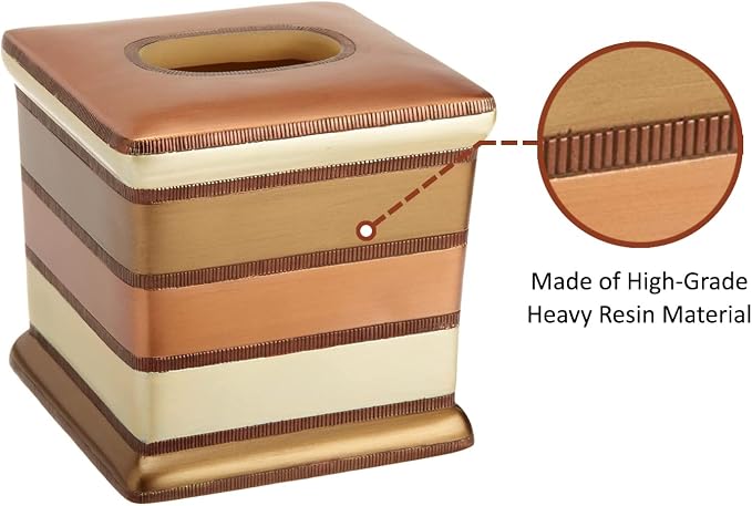 Zahari Home 2pc Contempo Luxury Bath Accessories Set Waste Basket & Tissue Box - Image 6