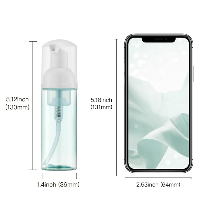 Foam Bottles, 2oz Foaming Pump Dispensers, Empty Travel Soap Mousse Bottle - Image 5
