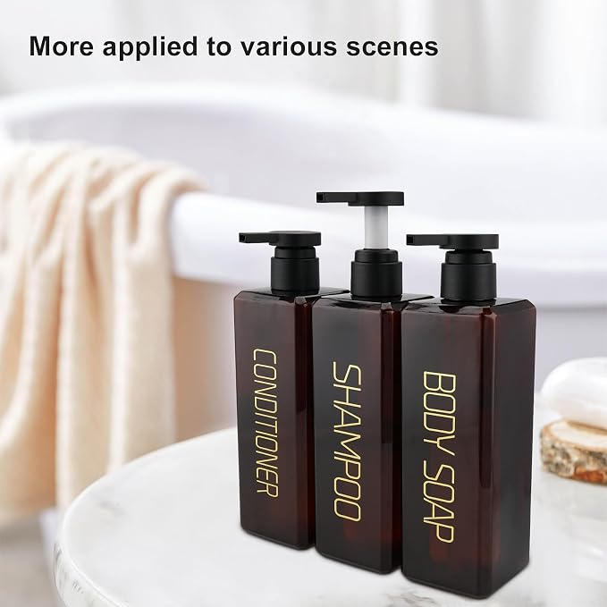 Shampoo and Conditioner Dispenser Shower Soap Bottles 3 Pack 550ml/18.6oz - Image 7