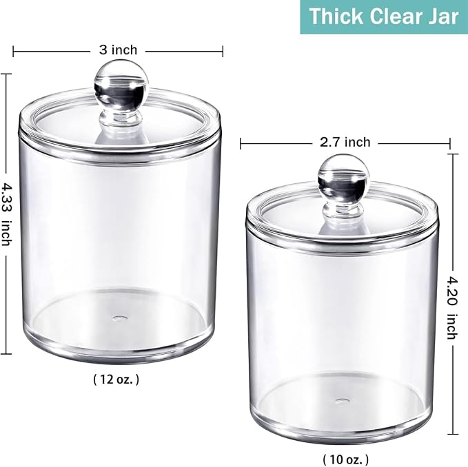 SheeChung 2 Pack Clear Acrylic Qtip Holder Dispenser - Image 3