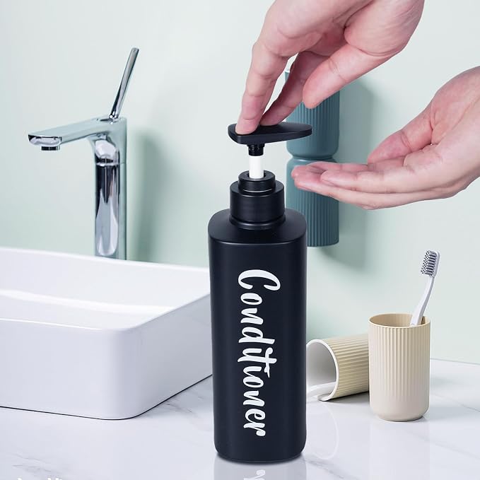 16.9oz Bathroom Soap Dispenser Set, Refillable Shampoo and Conditioner Bottles - Image 4