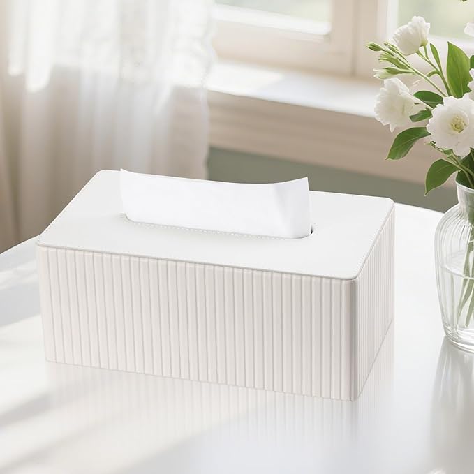 KINGFOM PU Leather Tissue Box Cover Rectangular Tissue Box Holder - Image 6