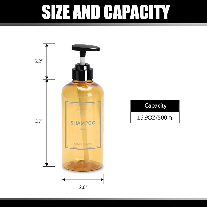 Soap Shower Dispenser, YACEYACE 3Pcs 16.9oz Soap Dispenser Bottles Set - Image 3