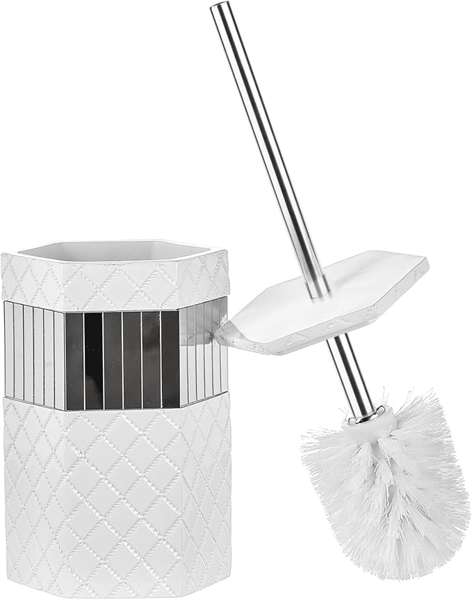 Creative Scents Quilted Mirror Bathroom Toilet Brush Set by CreativeScents