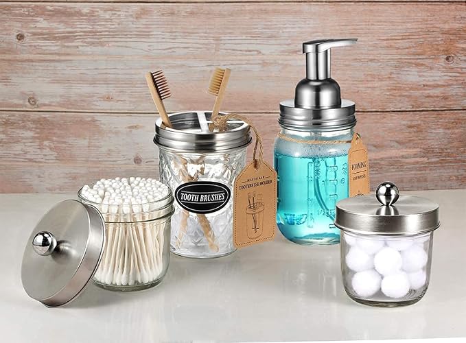 Amolliar Mason Jar Foaming Soap Dispenser Pump, Refillable Plastic Pump - Image 6