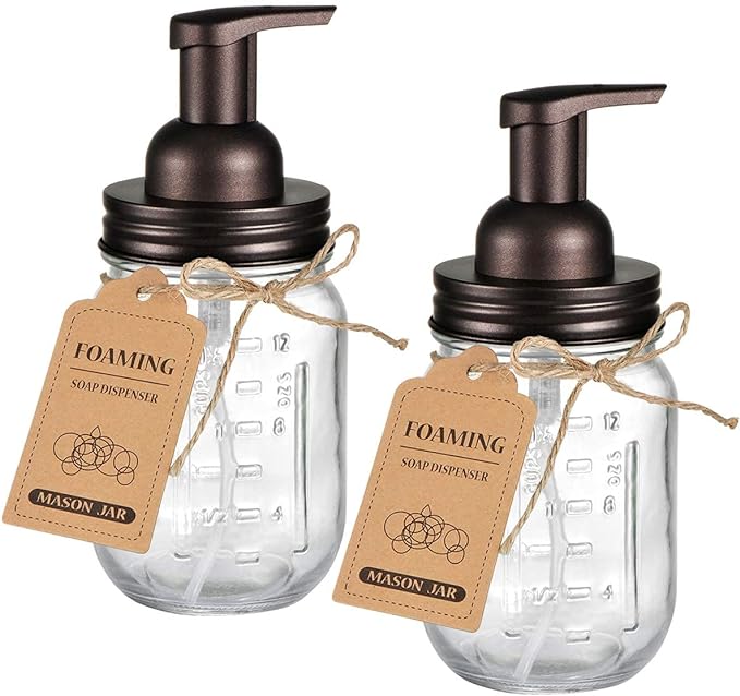 Amolliar Mason Jar Foaming Soap Dispenser, Rustproof Stainless Steel Lid by Amolliar