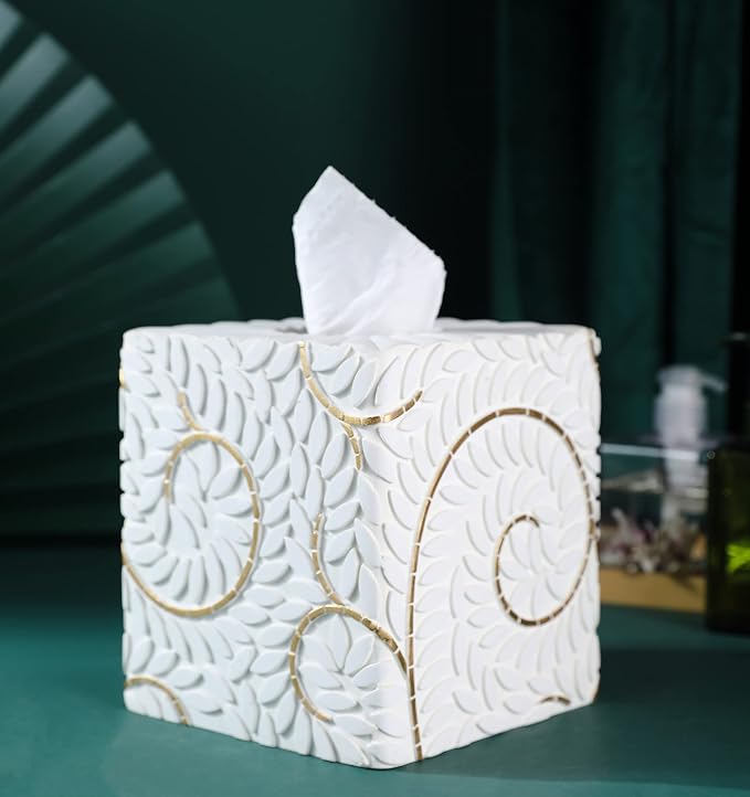 Hymmah Modern Square Tissue Box Cover Holder, Bathroom Accessories Decor Unique - Image 8