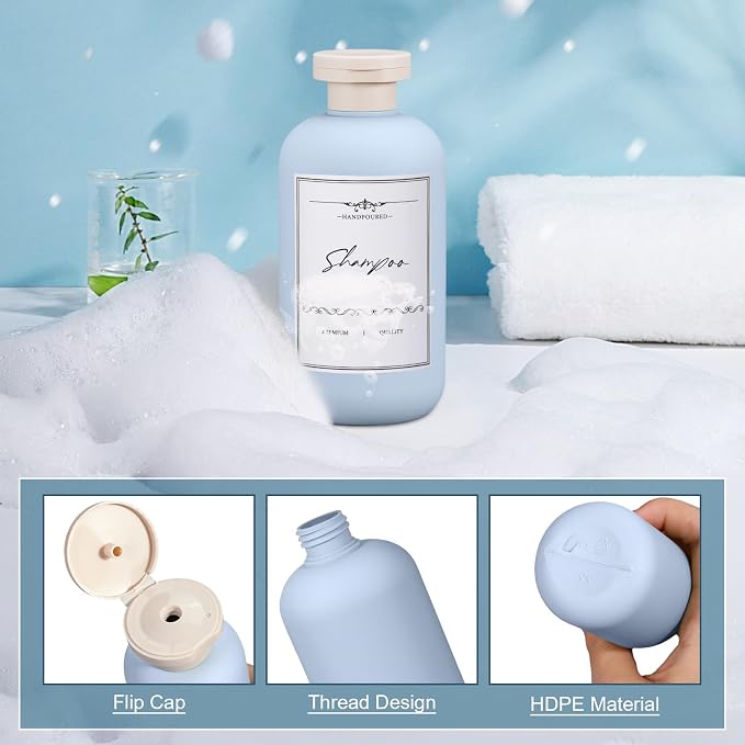 10oz Travel Shampoo Bottle, Empty Plastic Squeeze Bottles - Image 3