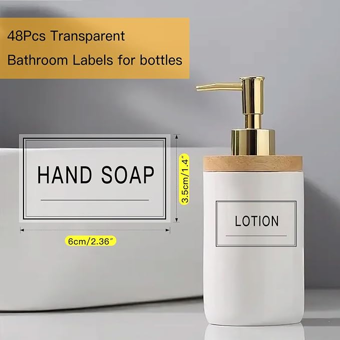 48PCS Clear Waterproof Labels for Bottles, Shampoo and Conditioner Dispenser - Image 2