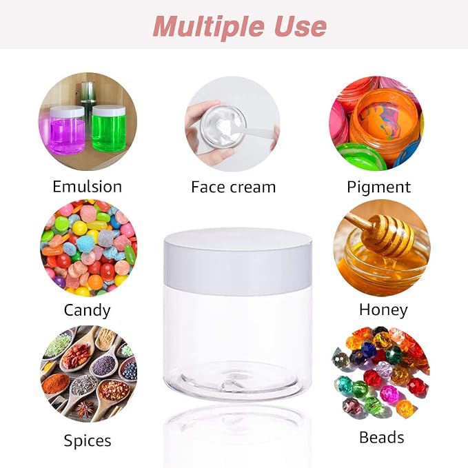 4OZ Slime Containers with Lids + 20 Gram Round Samples Jars- Empty Small - Image 7