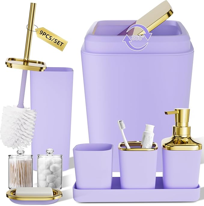 Purple Bathroom Accessories Set, Soap Dispenser, Soap Dish, Toothbrush Holder by BetterbathroomwithXLHOME