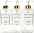 Modern Gold Design Shampoo and Conditioner Dispenser, Large 27oz Shower Soap by HARRA+HOME
