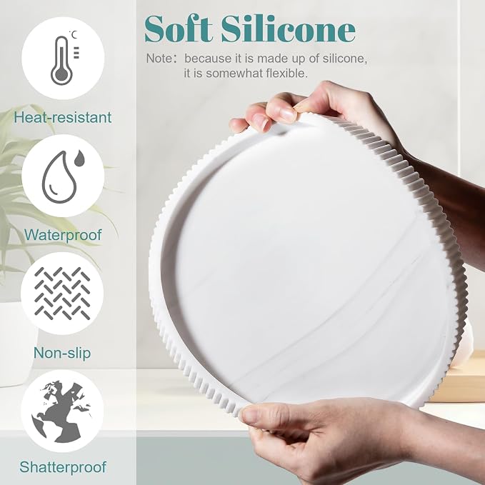 Silicone Bathroom Tray Round Kitchen Counter Organizer Decorative Vanity - Image 3