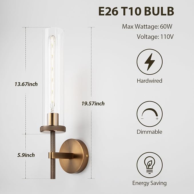 19.5" Knurled Bronze Wall Sconces Set of 2, Bathroom Vanity Light Fixtures - Image 4