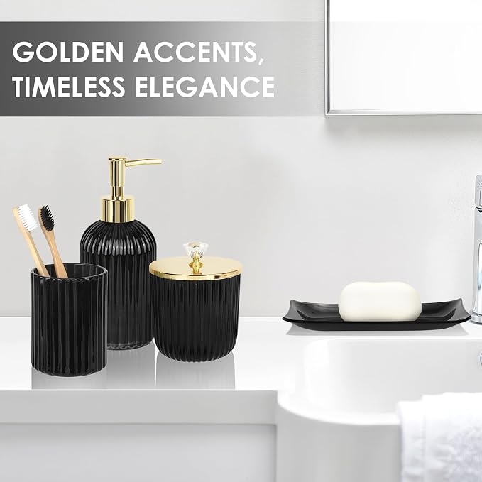 Designer Black Glass Bathroom Accessories Sets - Image 3