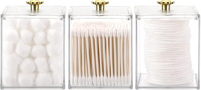 Tecbeauty 3PCS Qtip Holder Bathroom Organizer and Storage Containers Plastic by Tecbeauty