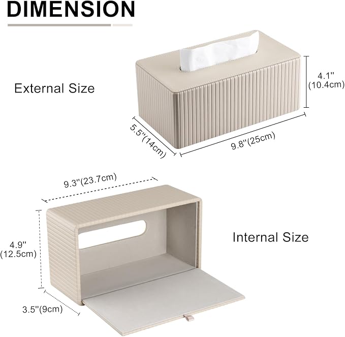 KINGFOM PU Leather Tissue Box Cover Rectangular Tissue Box Holder - Image 2