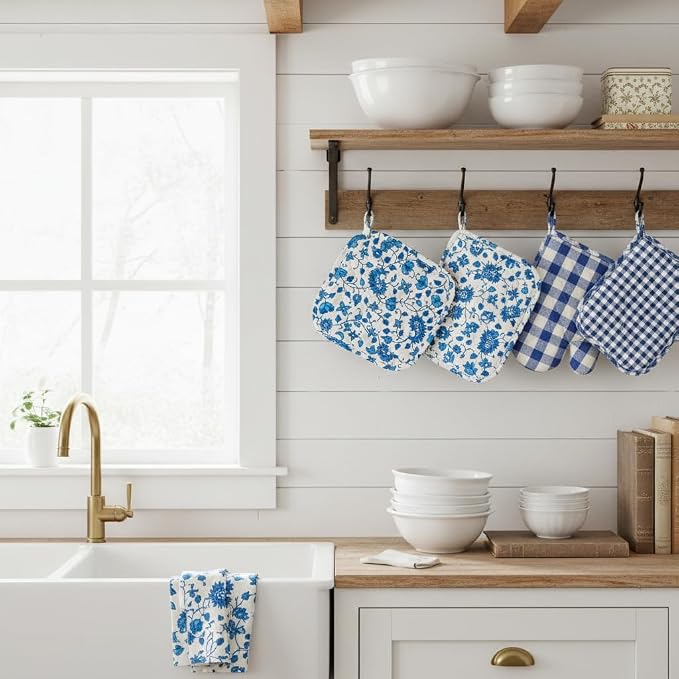 Cotton Pot Holder for Kitchen Heat Resistant Oven Mitts Potholder Hot Pads - Image 7
