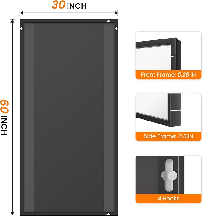Bathroom Vanity Mirror for Wall, HD Shatterproof Glass, Hangs Horizontally or - Image 8
