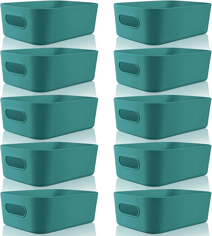 Zopeal Plastic Storage Bins 10 Pcs Green Pantry Organizer Bins Small Baskets by Zopeal