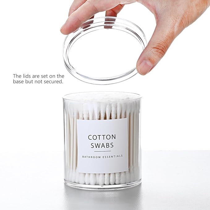 SheeChung 2-Pack Stackable Clear Qtip Holder - 10oz Crystal Apothecary Jars - - Image 3