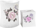 Zahari Home 2pc Michelle Bathroom Set Waste Basket & Tissue Cover Modern by ZahariHome