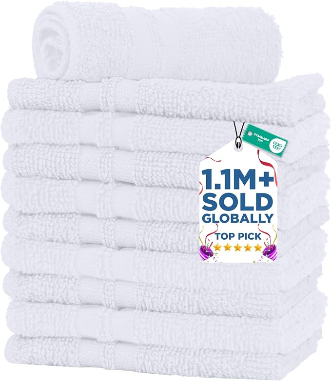DAN RIVER 10 Pack Wash Cloths for Showering by DanRiver
