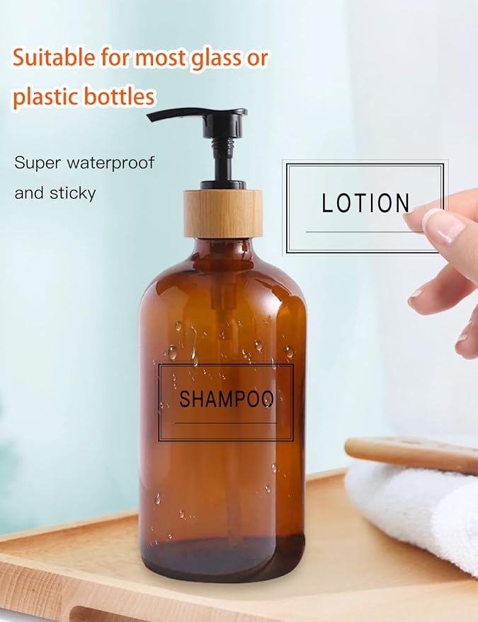 48PCS Clear Waterproof Labels for Bottles, Shampoo and Conditioner Dispenser - Image 6