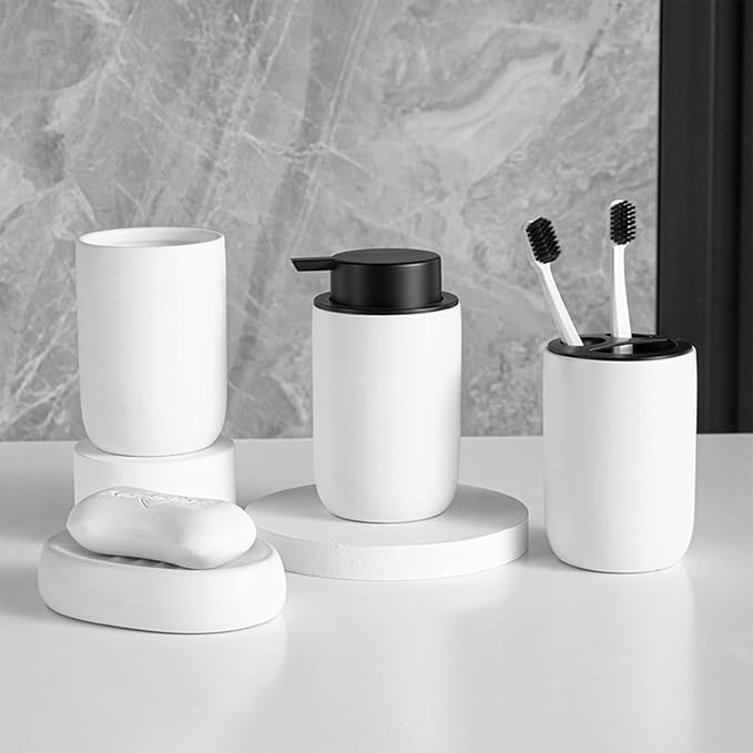 Hand Soap Dispenser for Bathroom Decro, Ceramic Liquid Pump Bottles Refillable - Image 6