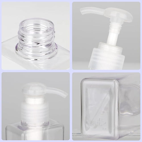 100ml Pump Bottle Dispenser Jansburg 2 Pack Refillable Flat Square Plastic - Image 2