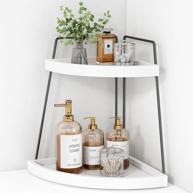 Forbena Corner Bathroom Organizer Countertop, 2Tier Sink Corner Shelf Stand by Forbena