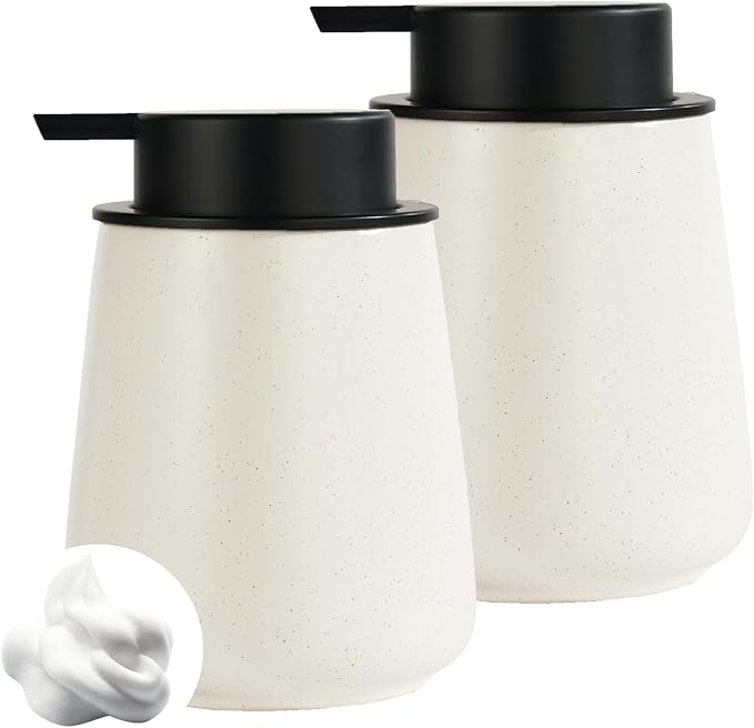12Oz Beige Foaming Soap Dispenser Set by Eyrozia