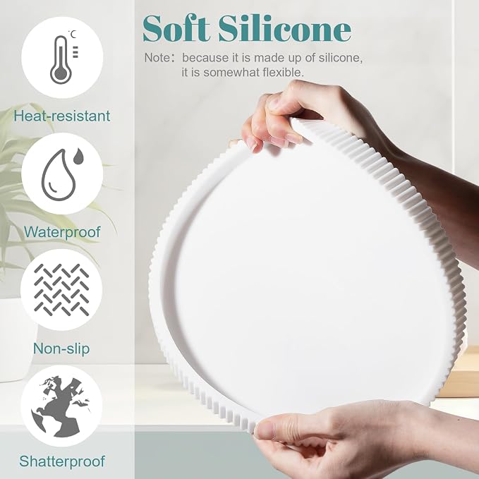 Silicone Bathroom Tray Round Kitchen Counter Organizer Decorative Vanity - Image 3