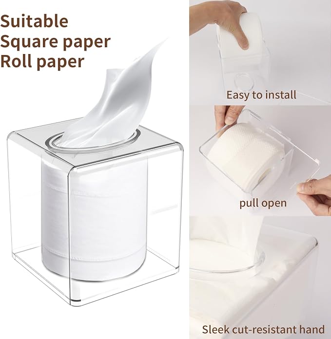Clear Acrylic Square Facial Tissue Box Holder - Image 5