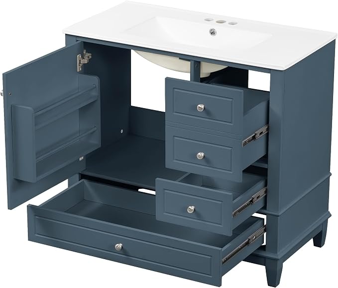 36" Bathroom Vanity with Sink, Harper & Bright Designs Free Standing Single - Image 9