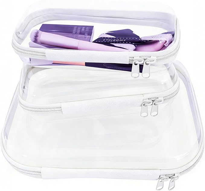 3 Pcs Clear Hard Zipper Case, Hard Shell Plastic Clear Organizer Bag, by YOQIVEXU
