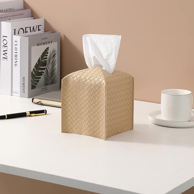 Tissue Box Cover PU Leather Tissue Holder Square Facial Tissue Case Facial - Image 2