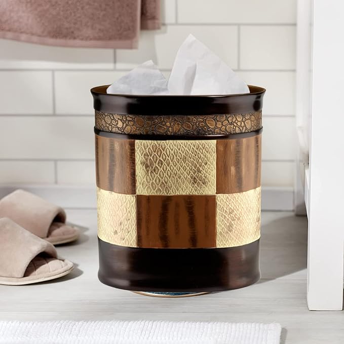 Zahari Home 2pc Zambia Animal Print Bath Accessories Set Waste Basket & Tissue - Image 2