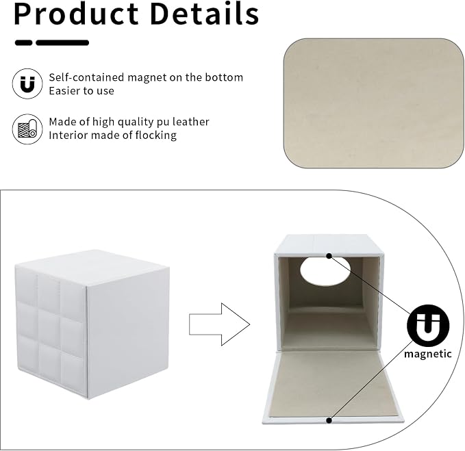 Tissue Box Cover Square Tissue Box Holder PU Leather Facial Organizer - Image 5