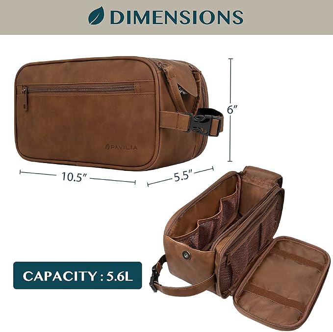PAVILIA Toiletry Bag for Men, Travel Essentials Shaving Dopp Kit, Mens Travel - Image 4