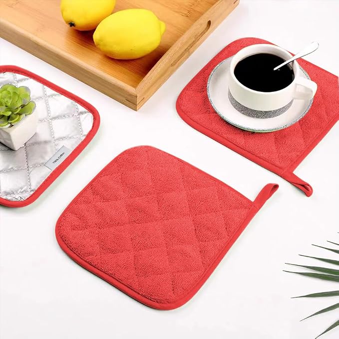 meioro 4-Pack Pot Holders for Kitchen High Heat Resistant Potholder, 100% - Image 4