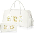 2 Pcs Wedding Weekender Bag Bride Groom Duffle Bag Chenille Letter Patch Travel by Bulyoou