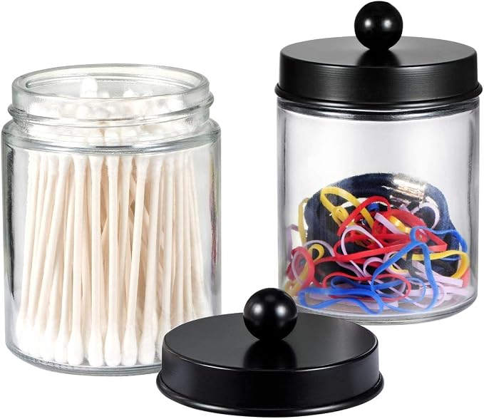 Amolliar 4 Pack Apothecary Jars Bathroom Vanity Storage Organizer Set - Image 2