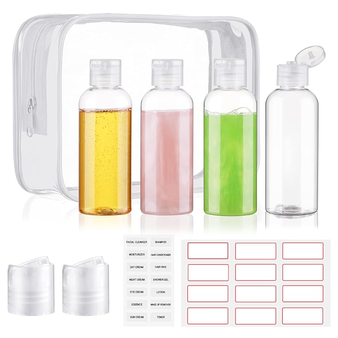 Travel Bottles for Toiletries 3.4oz 4 Pack TSA Approved Leak-Proof Travel Size by wowang