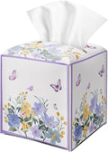 Butterfly Purple Floral Tissue Box Cover Square by DOIUCRO