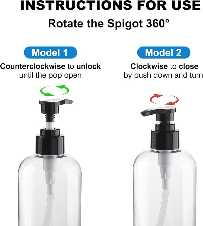 Empty Pump Bottles Dispenser 12.85oz/380ml, Refillable Clear BPA-Free Plastic - Image 3
