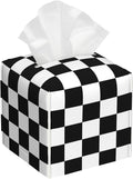 Black and White Checkerboard Tissue Box Cover Square, Square Grid Checkered by sndheke