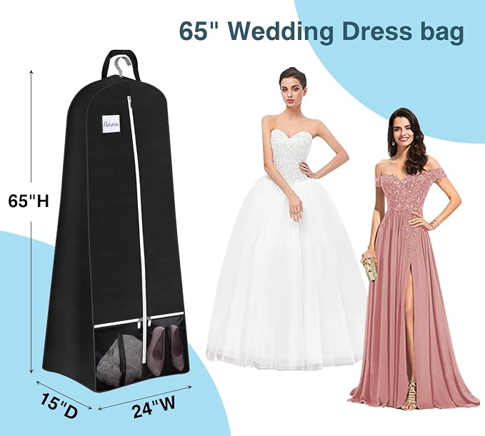SLEEPING LAMB 65'' Bridal Wedding Gown Dress Garment Bag 15'' Gusseted Garment - Image 3