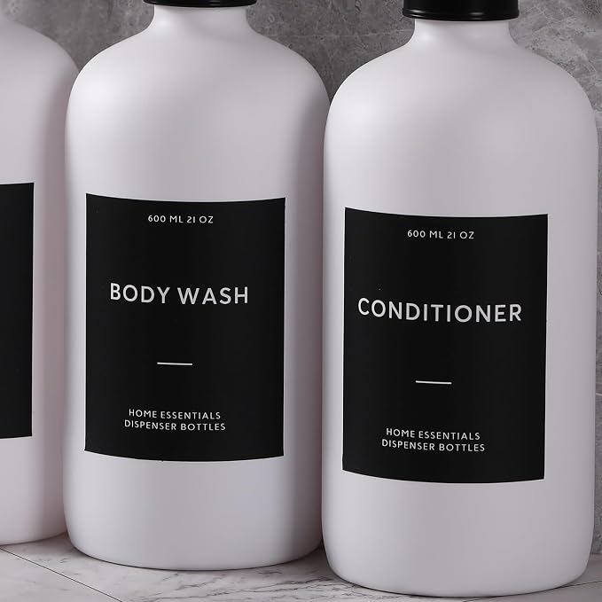 HOMCDALY Shampoo and Conditioner Dispenser, 21oz 3-Pack Refillable Shampoo and - Image 8